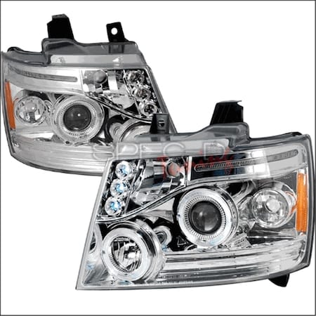 Overtime Halo LED Projector Headlight for 07 to 12 Chevrolet Avalanche- Chrome - 17 x 18 x 22 in. OV3198080